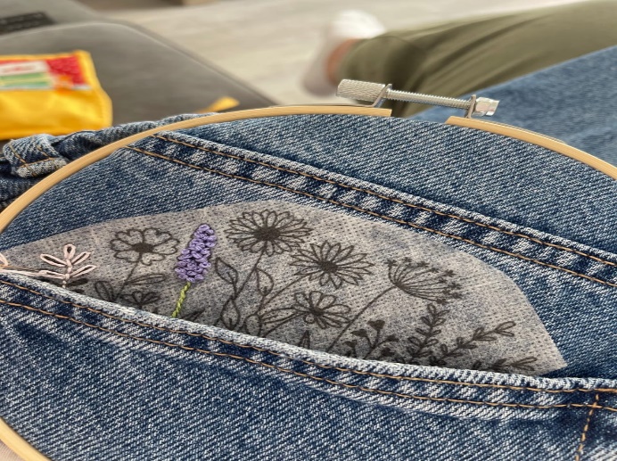 Hand embroidery in Denim