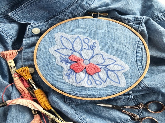 Hand embroidery in Denim