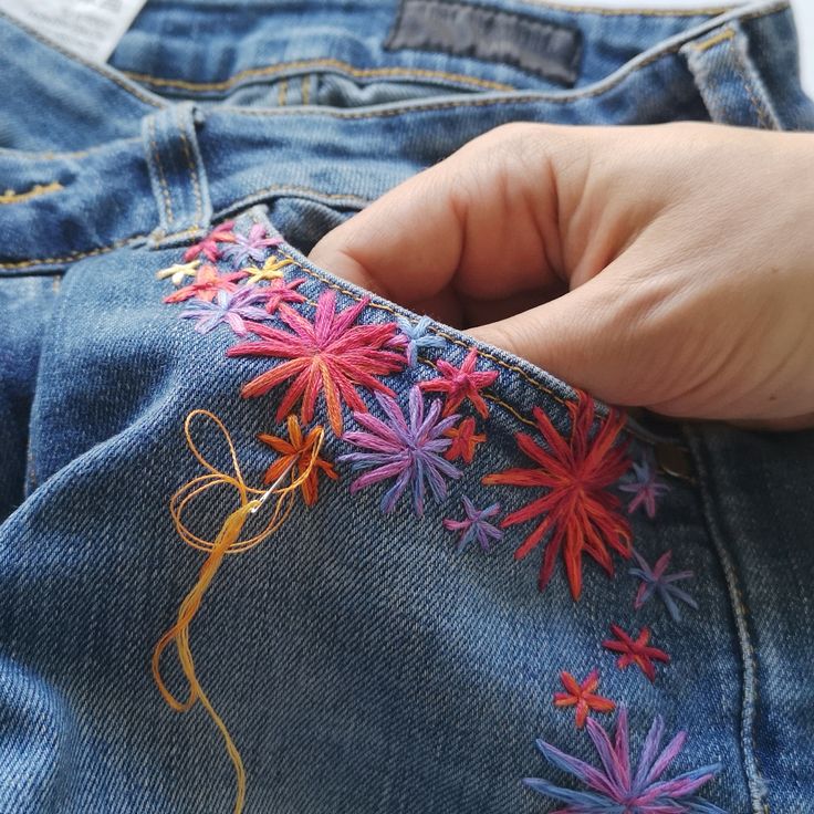 Hand embroidery in Denim