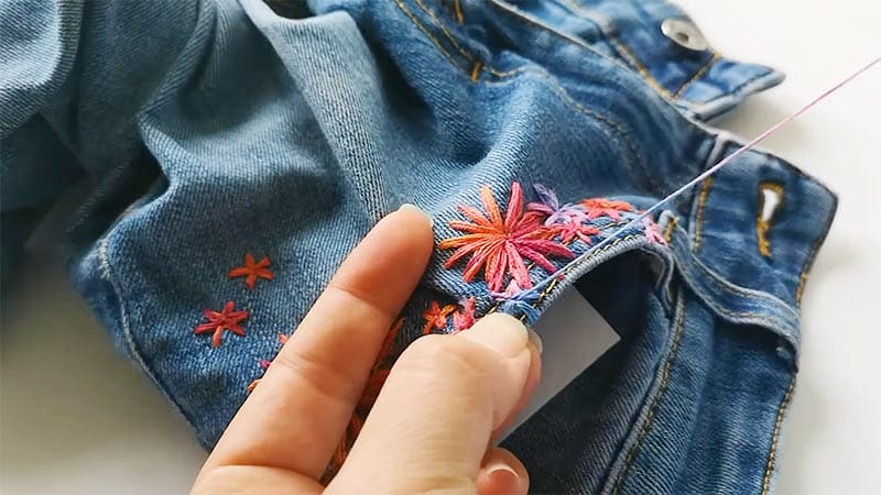 Hand embroidery in Denim