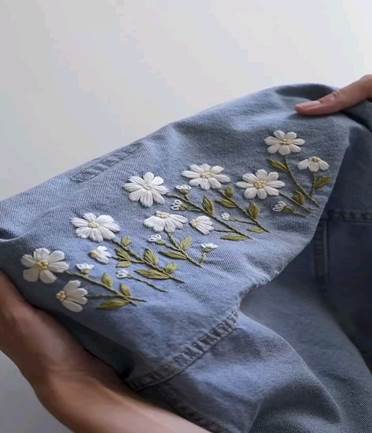 Hand embroidery in Denim