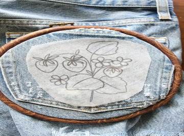 Hand embroidery in Denim